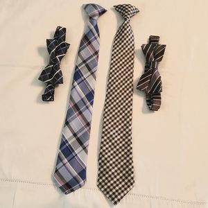 2 bow ties & 2 clip on neck ties